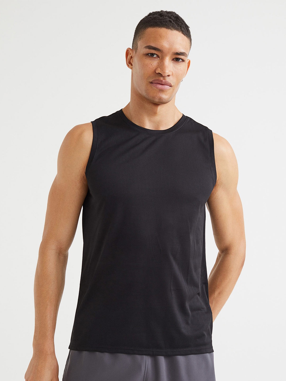 

H&M Men Black Regular Fit Running Vest Top