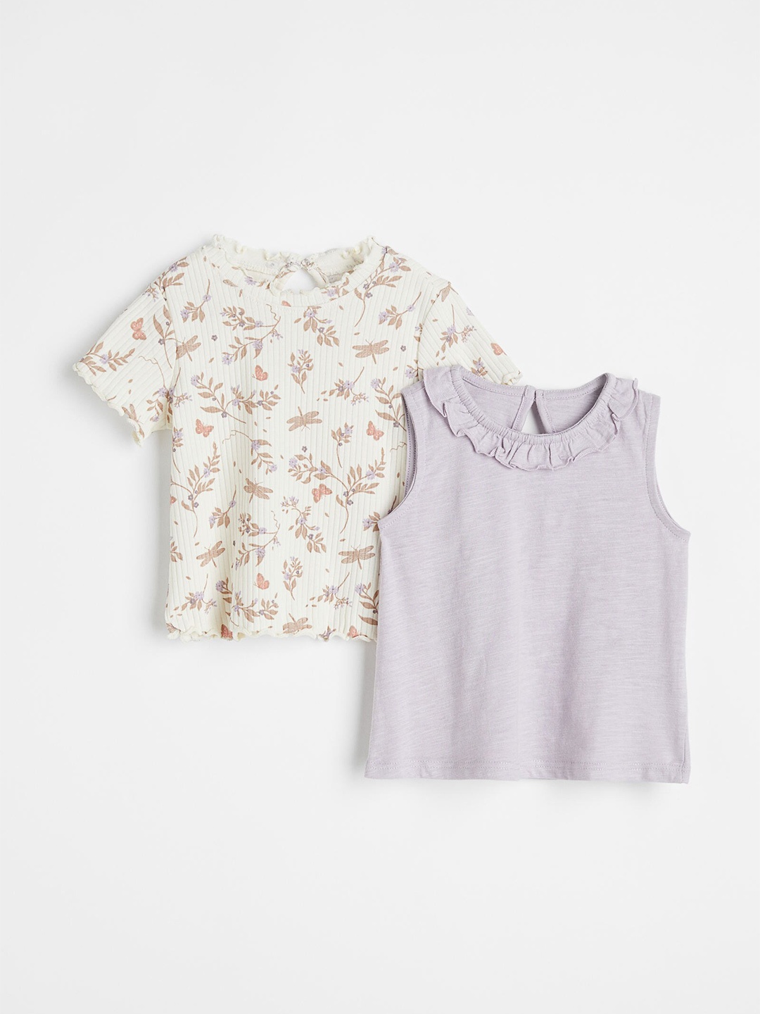 

H&M Girls Beige & Purple 2-Pack Cotton Tops