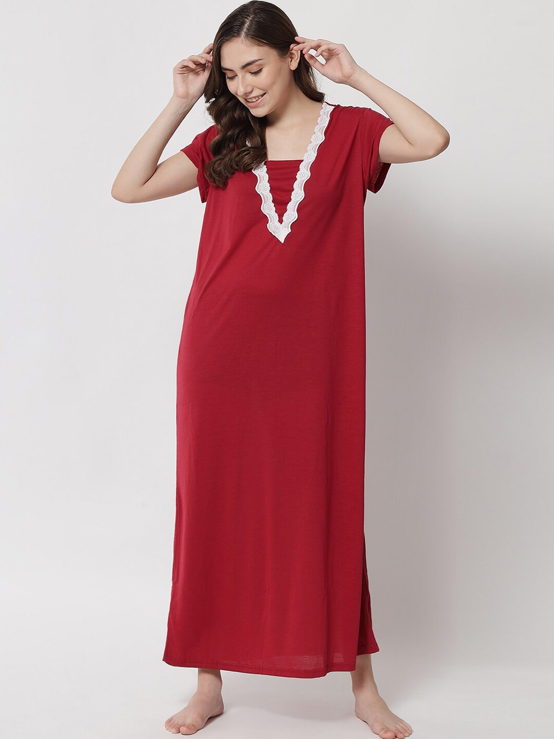 

Klamotten Maroon Maxi Nightdress
