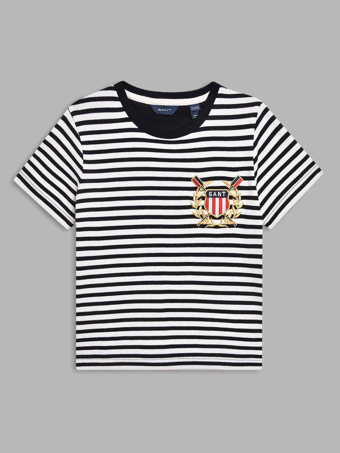 

GANT Boys Blue Striped Monochrome Organic Cotton T-shirt