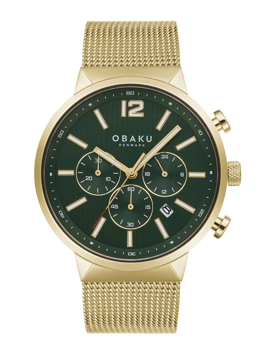 

Obaku Men Brass Embellished Dial & Stainless Steel Bracelet Style Straps Analogue Watch, Green