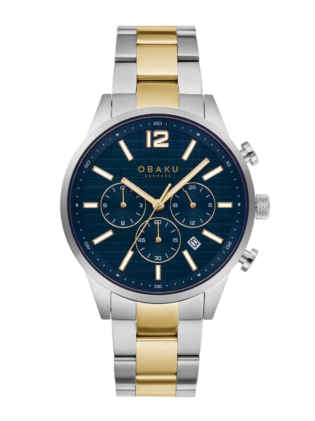 

Obaku Men Blue Brass Embellished Dial & Multicoloured Stainless Steel Bracelet Style Straps Analogue Watch