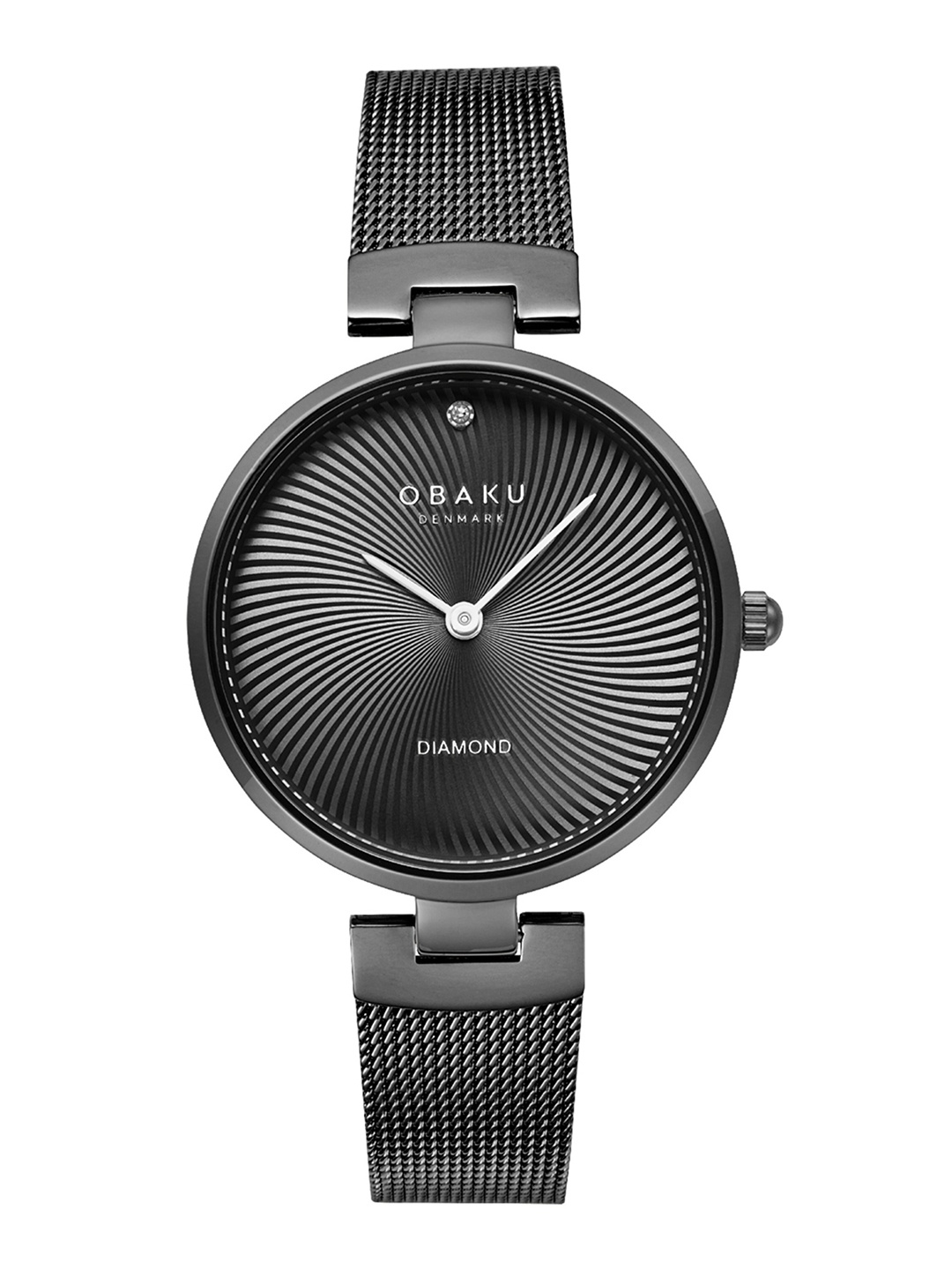 

Obaku Women Black Brass Diamond Dial & Stainless Steel Straps Analogue Watch V256LXBBMB