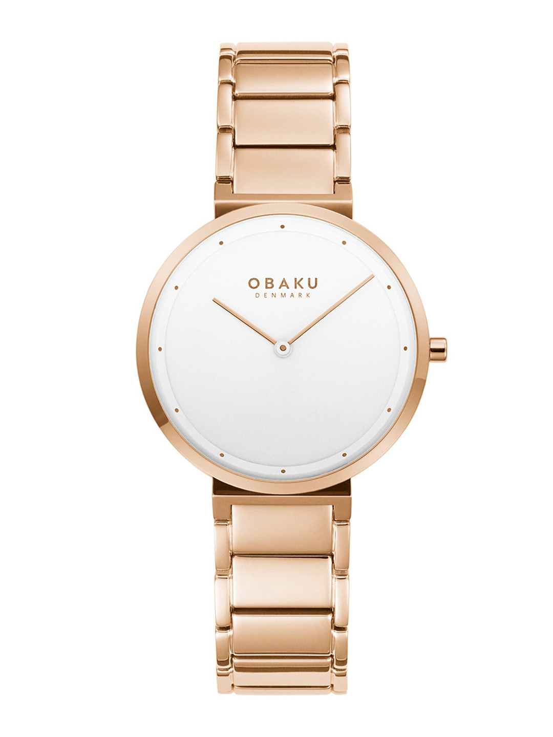 

Obaku Women Silver-Toned Brass Embellished Dial & Rose Gold Toned Stainless Steel Bracelet Style Straps Watch