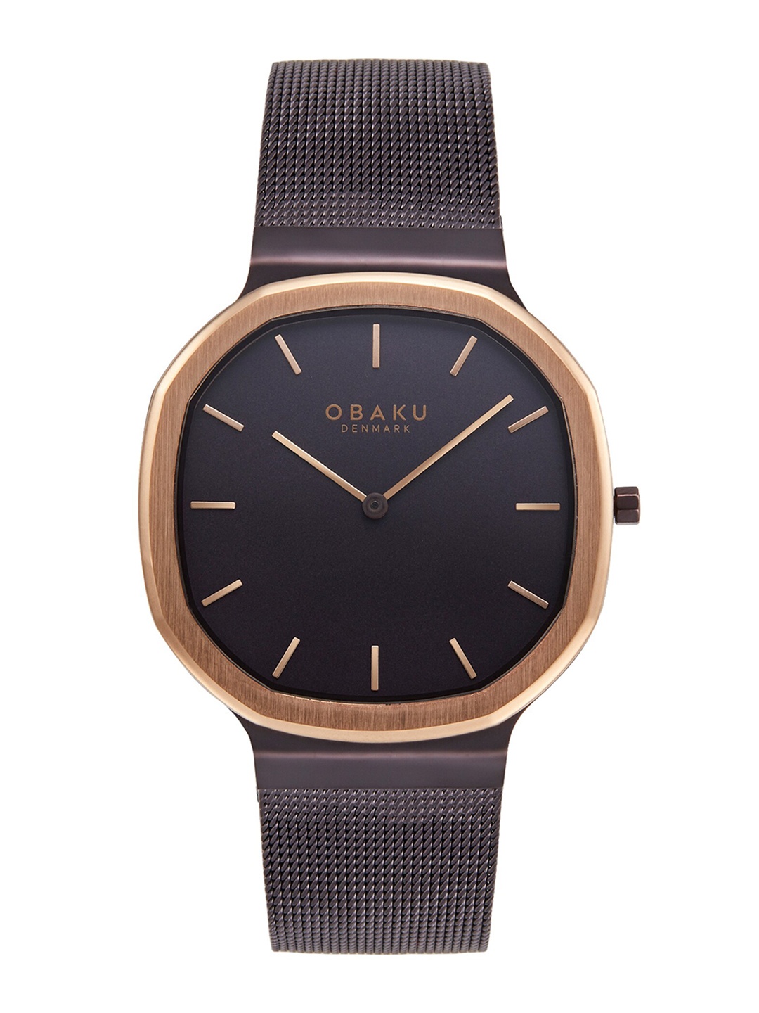 

Obaku Men Black Brass Dial & Black Stainless Steel Bracelet Style Straps Analogue Watch V253GXXNMN