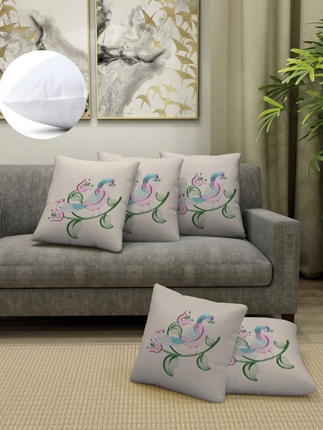 

Arrabi White & Beige Set of 5 Cartoon Characters Square Cushion Covers