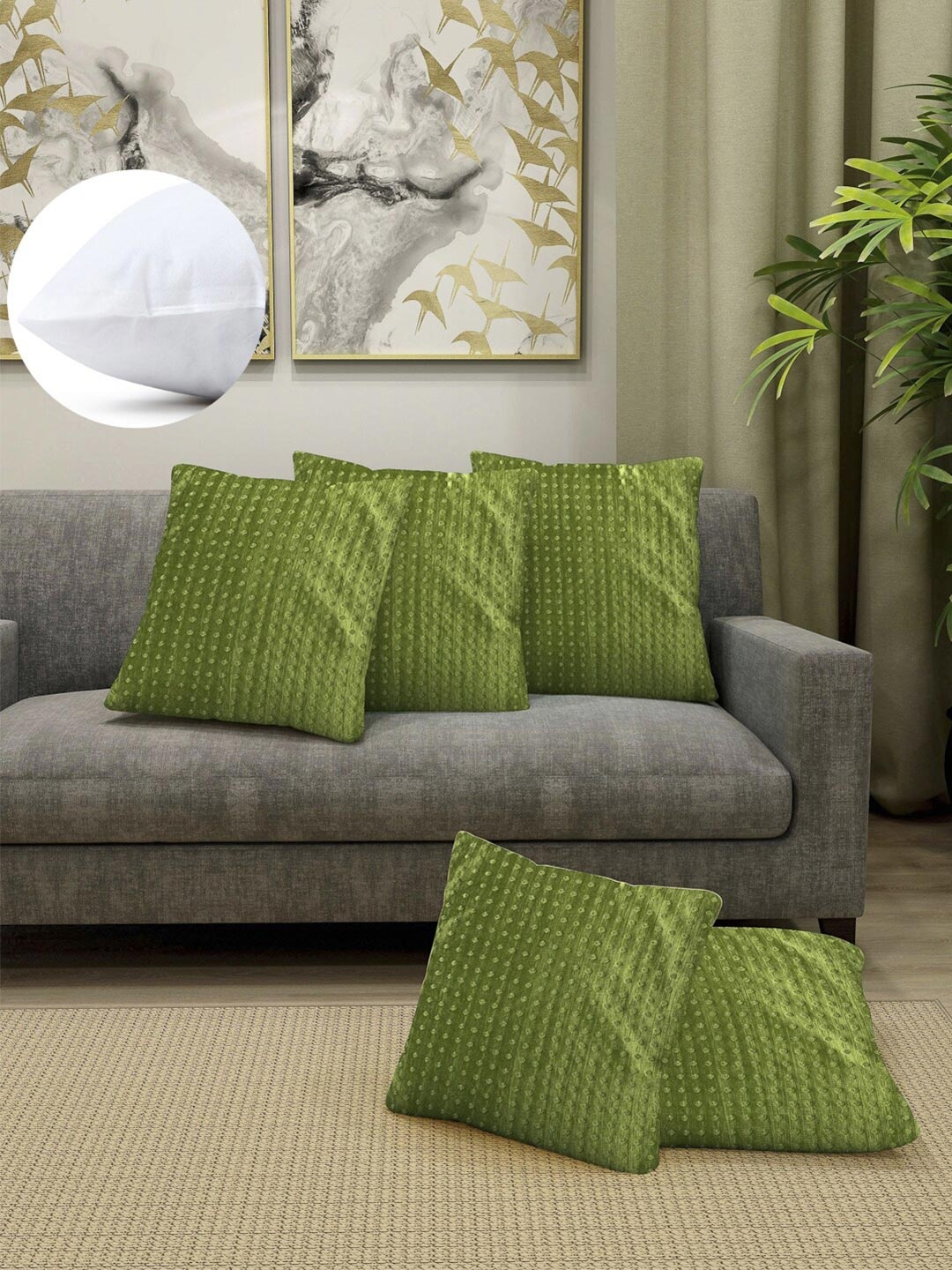 

Arrabi Green Set of 5 Geometric Square Cushion Covers
