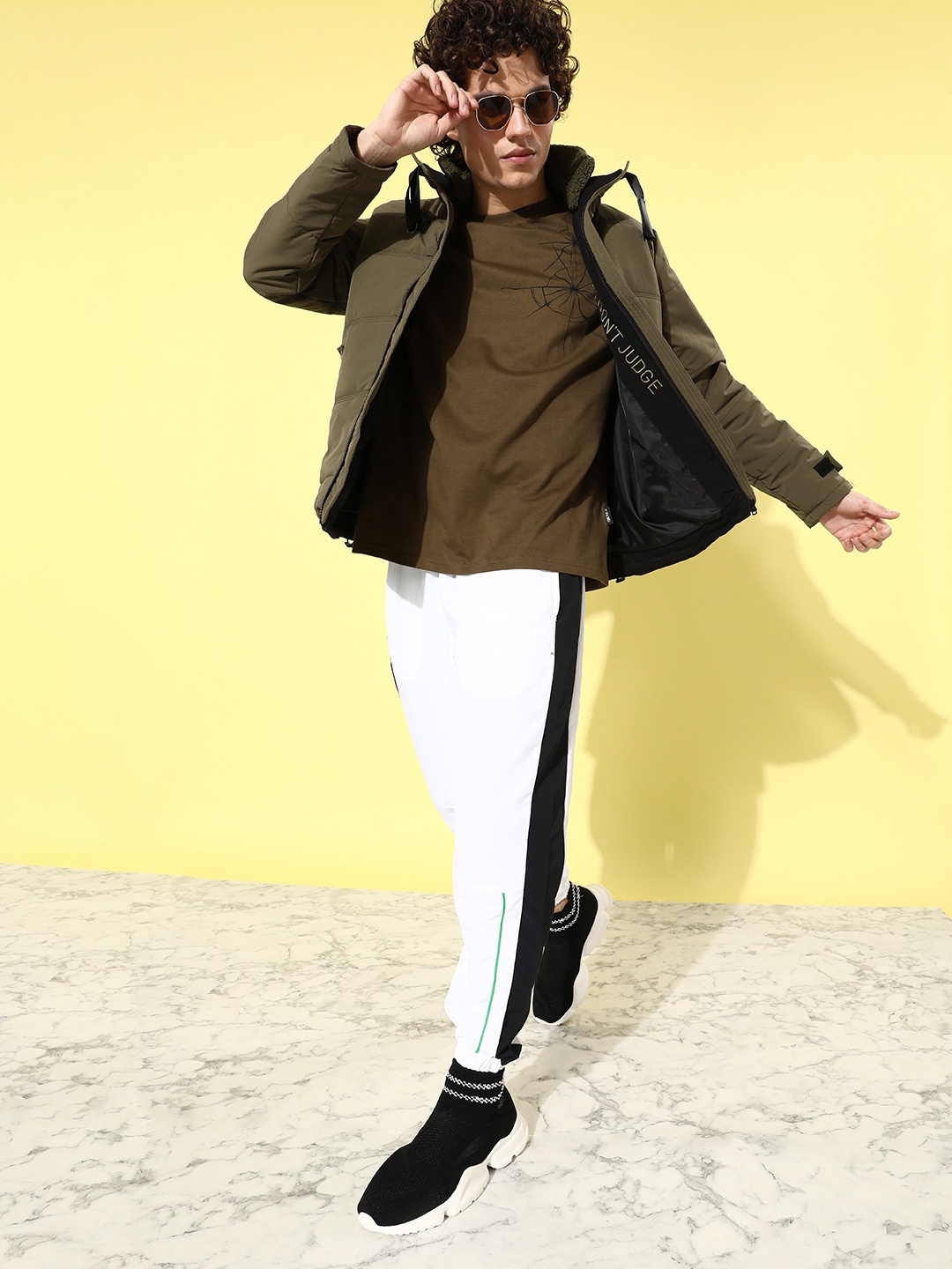 

The Roadster Lifestyle Co. Men Solid Stand-Collar Bomber Jacket, Olive