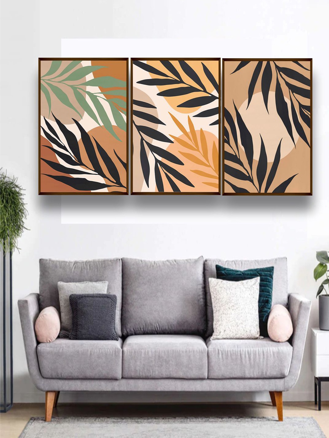 

The Art House Set Of 3 Abstract Wall Art, Brown