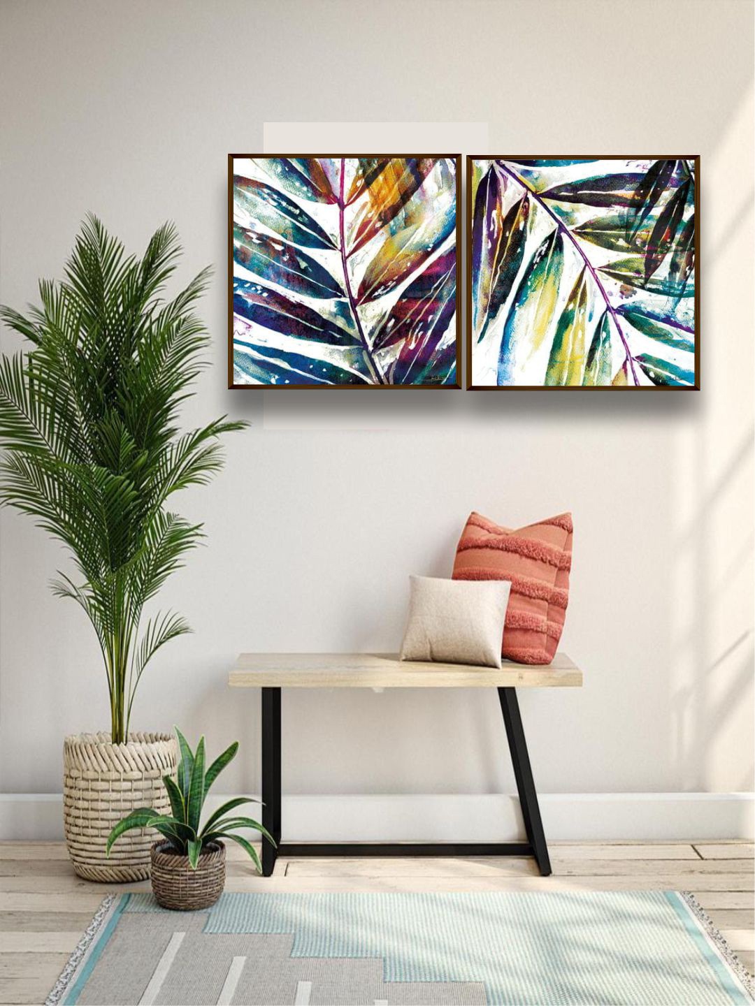 

The Art House Set Of 2 Blue & White Abstract Framed Wall Painting