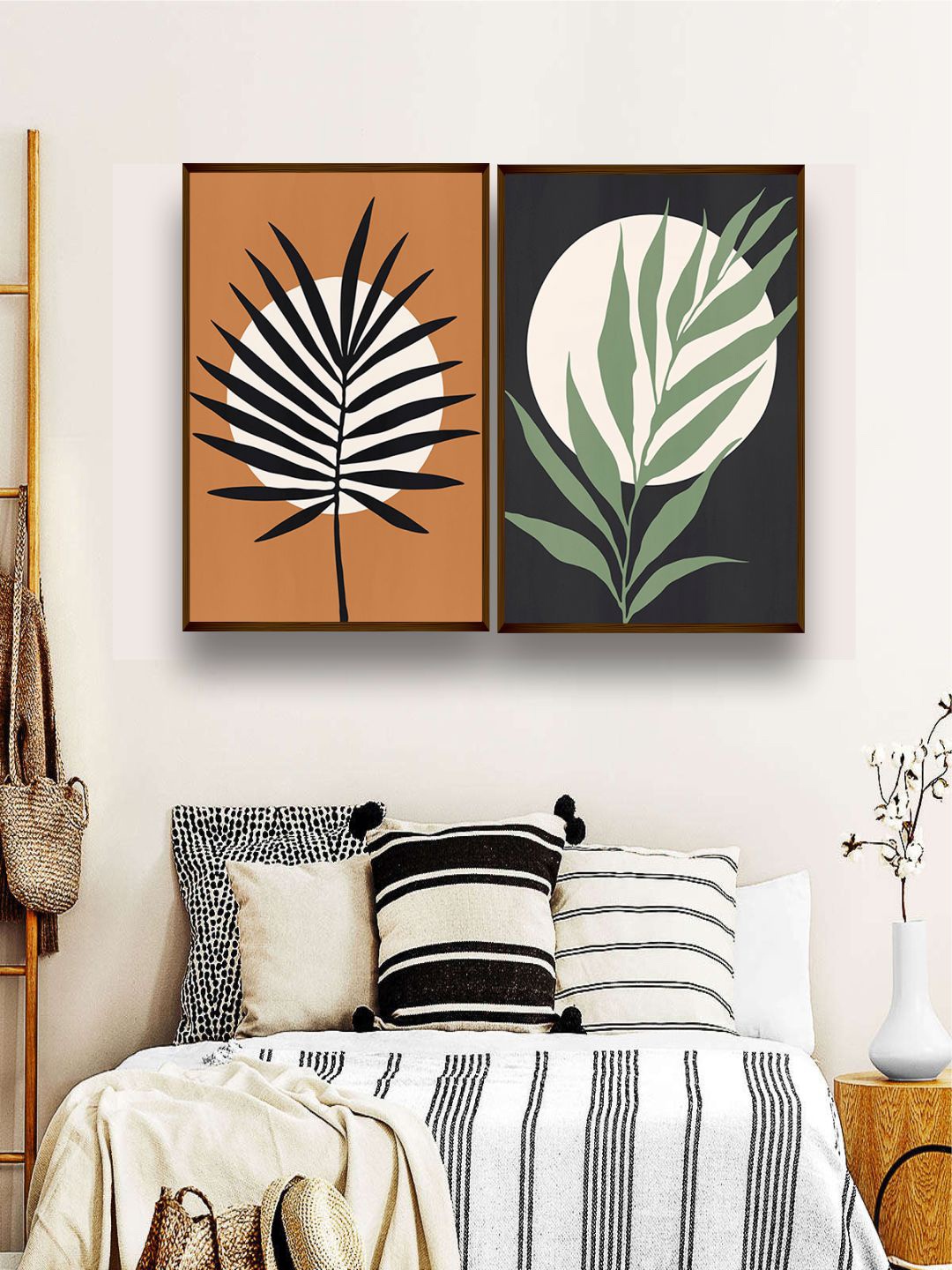 

The Art House Set of 2 Brown & Green Abstract Wood Wall Art