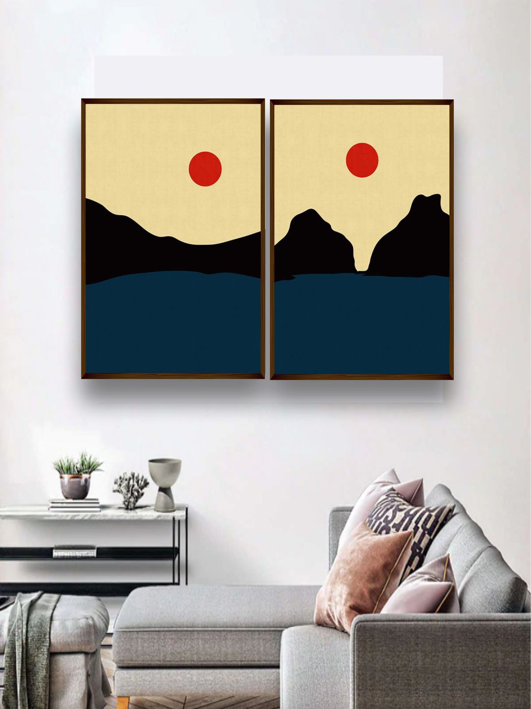 

The Art House Set of 2 Yellow & Blue Abstract Wood Wall Art