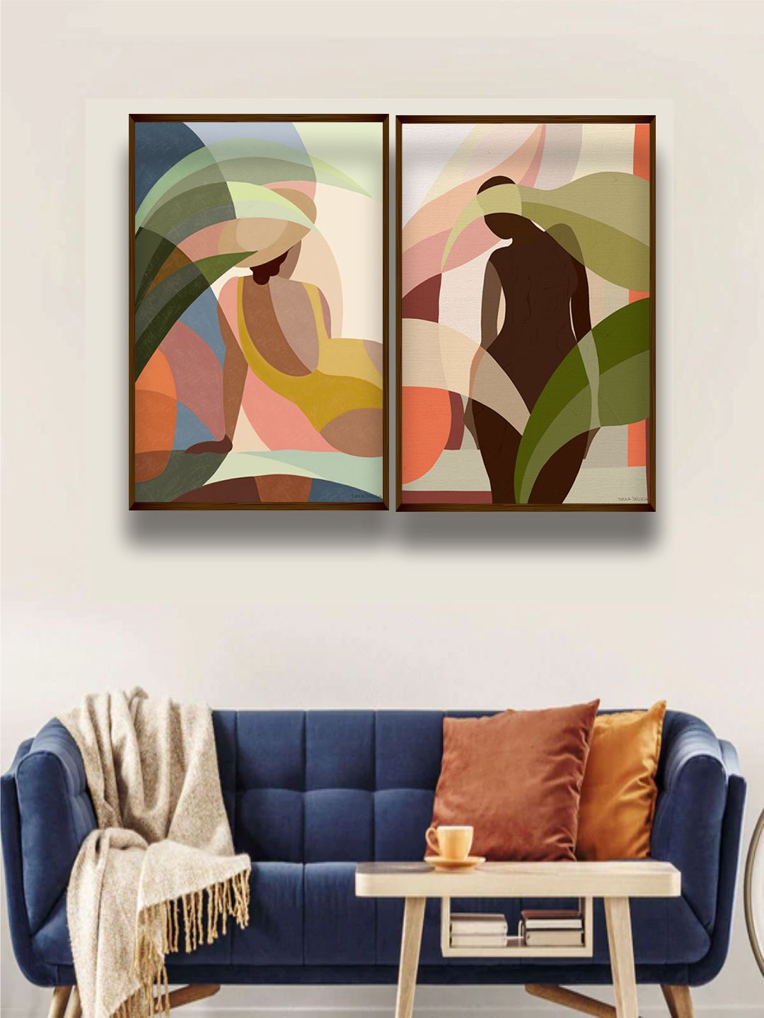 

The Art House Set of 2 Brown & Green Abstract Framed Wall Painting