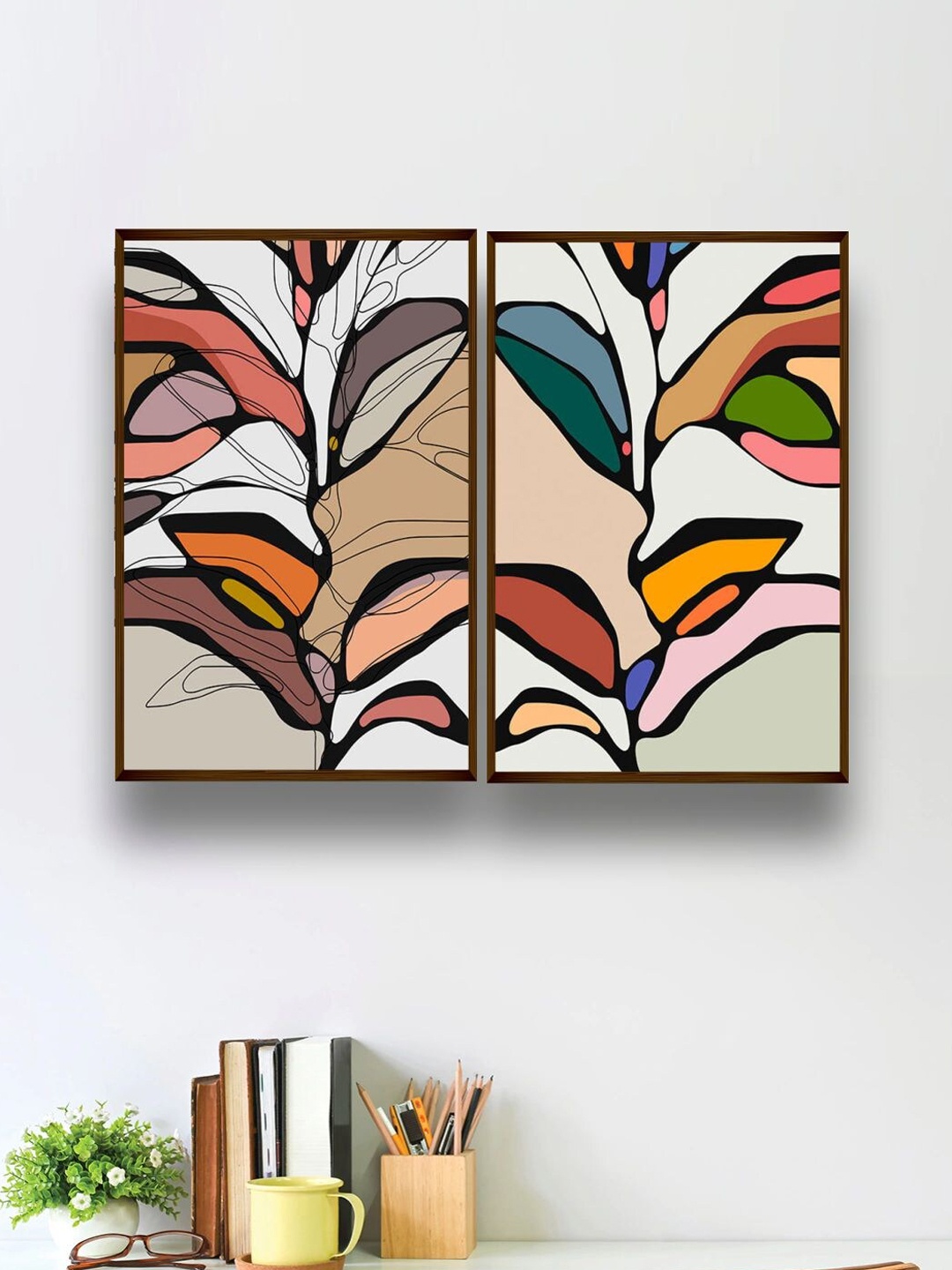 

The Art House Set Of 2 Multi-Coloured Abstract Framed Wall Painting