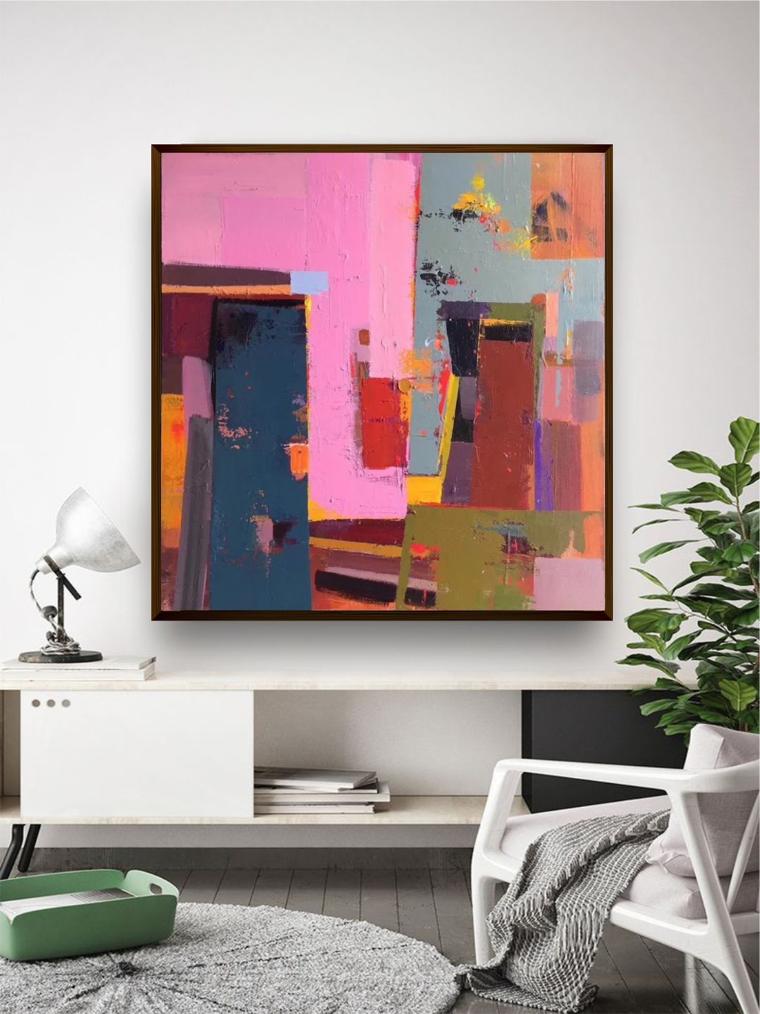 

The Art House Pink & Blue Abstract Framed Wall Painting