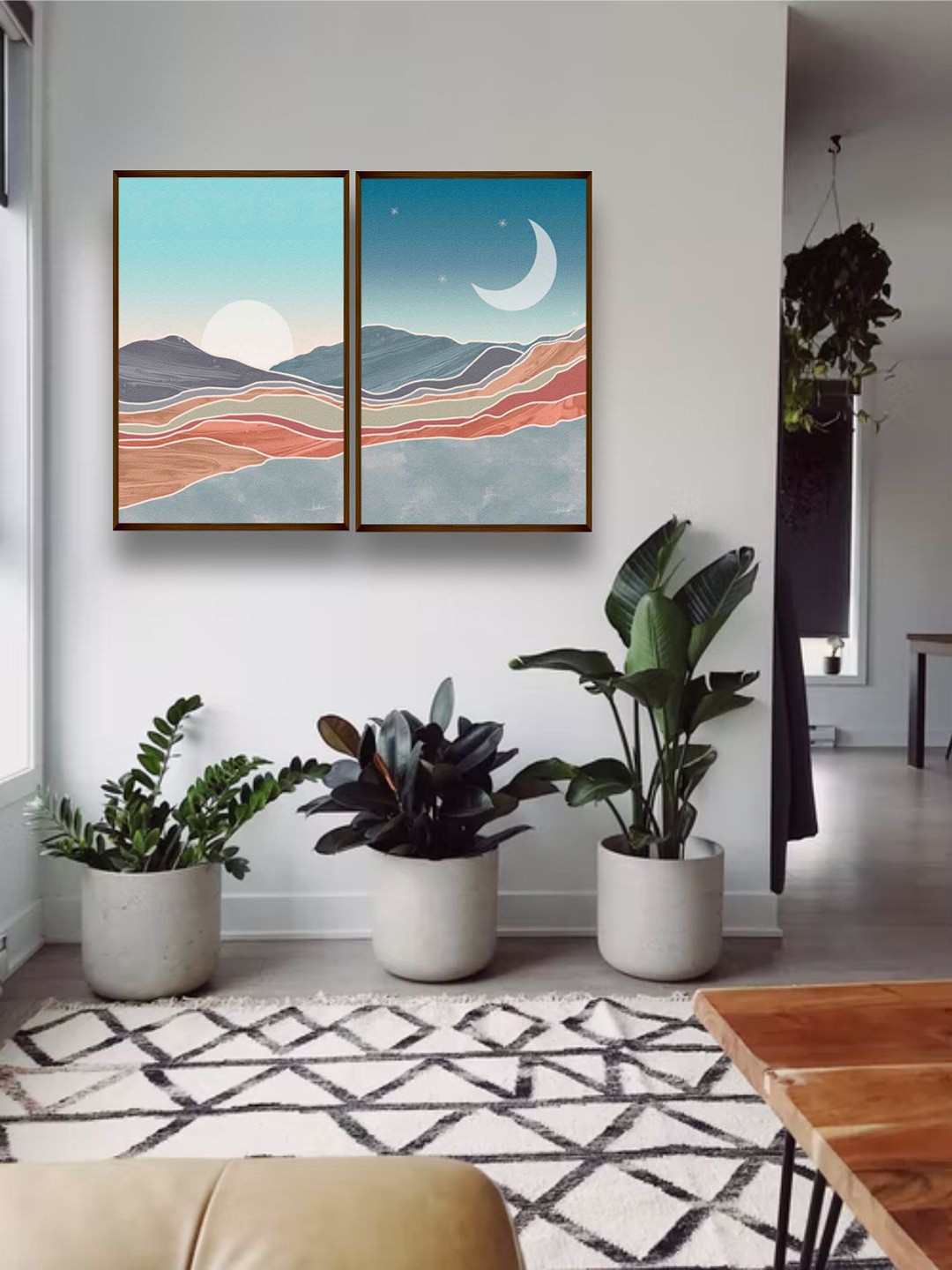 

The Art House Set Of 2 Blue & Brown Abstract Framed Wall Painting