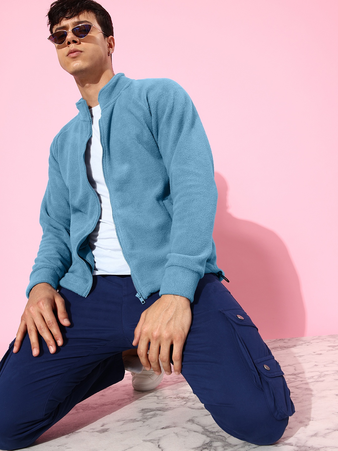 

The Roadster Lifestyle Co. Men Long Sleeves Mock Neck Tailored Jacket, Blue