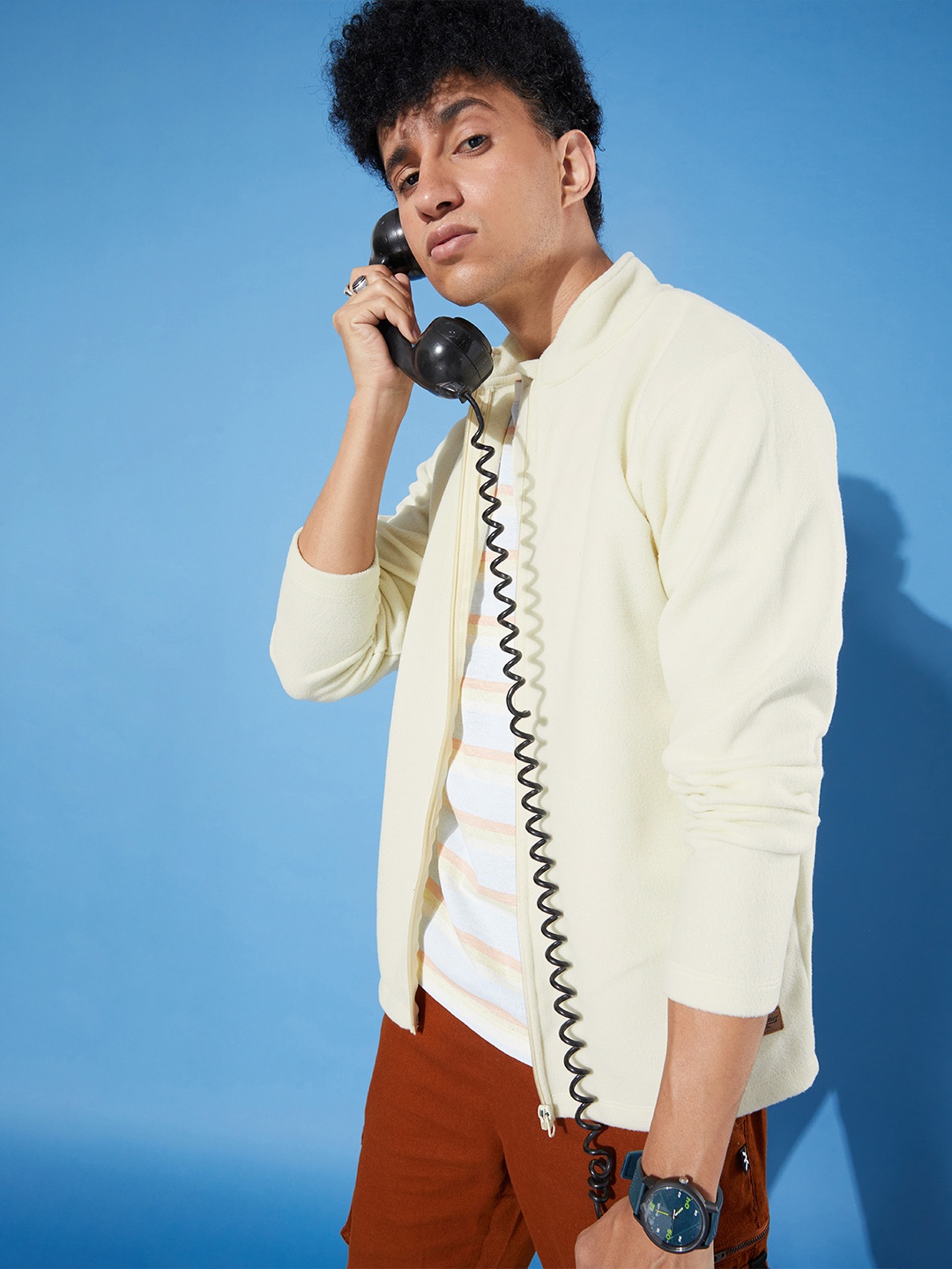 

The Roadster Lifestyle Co. Men Cream-Coloured Solid Tailored Jacket