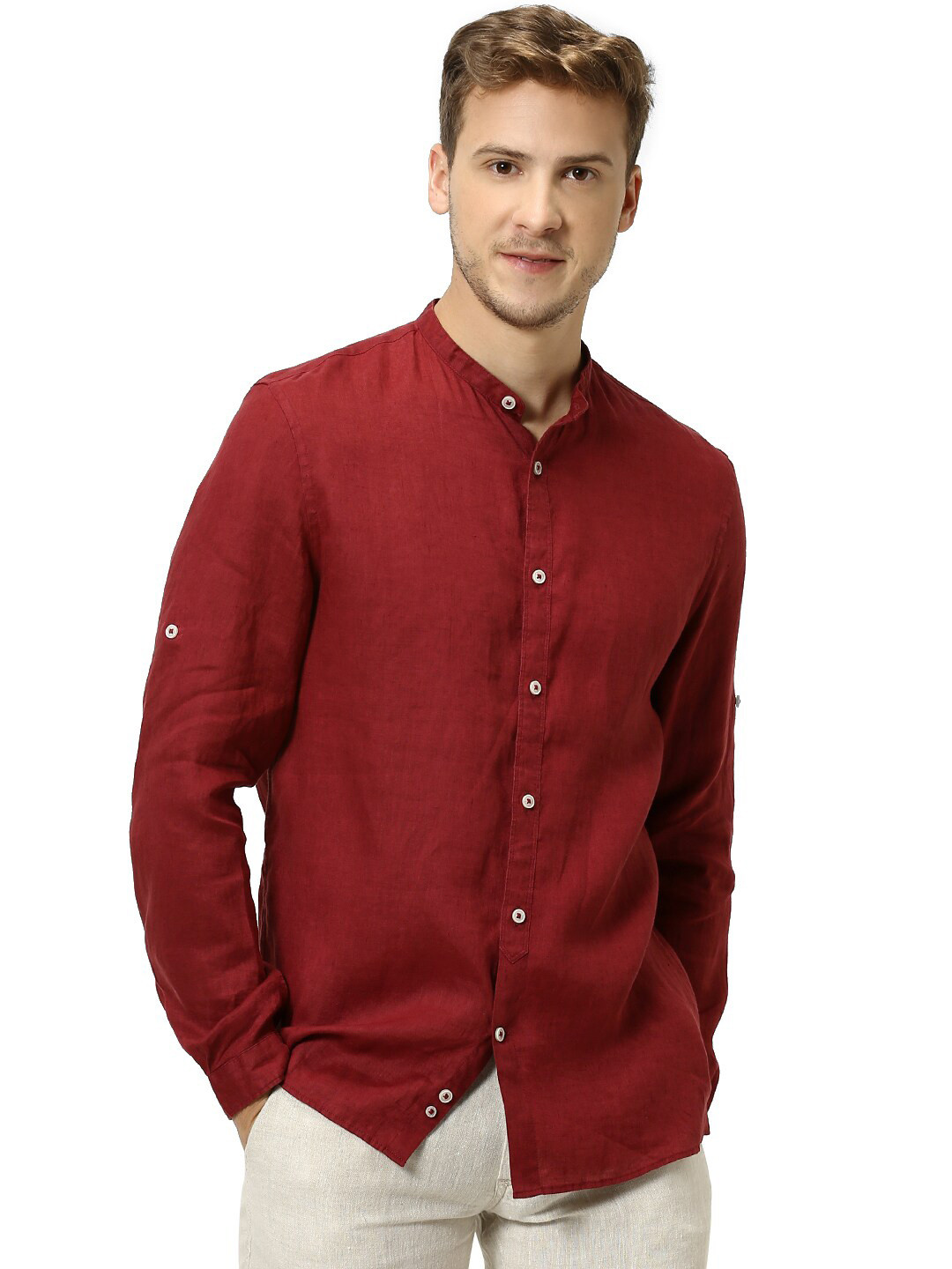 

Celio Men Burgundy Casual Shirt