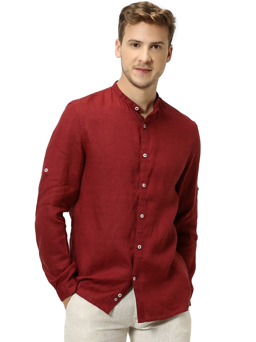 

Celio Men Burgundy Casual Shirt