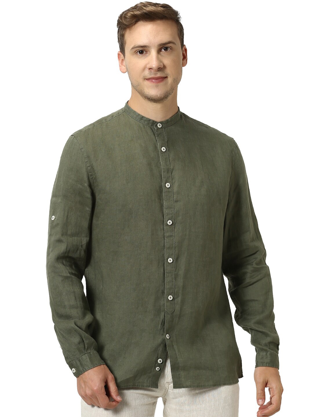 

Celio Men Olive Green Casual Shirt