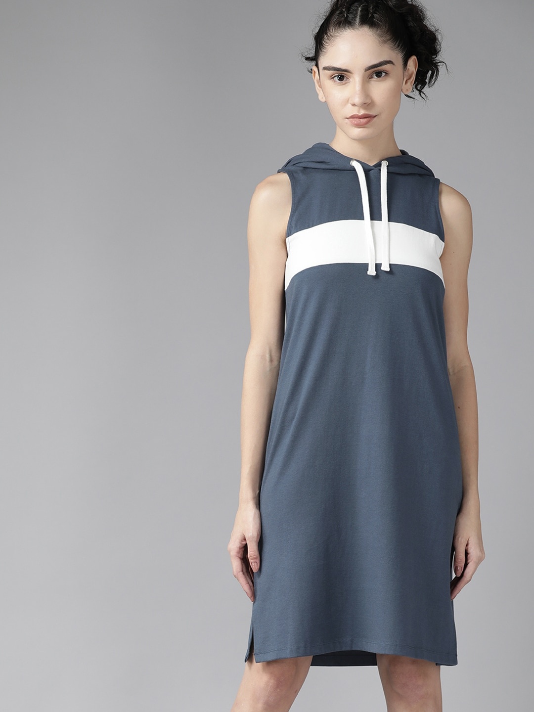

Roadster Navy Blue & White Striped Hooded T-shirt Dress