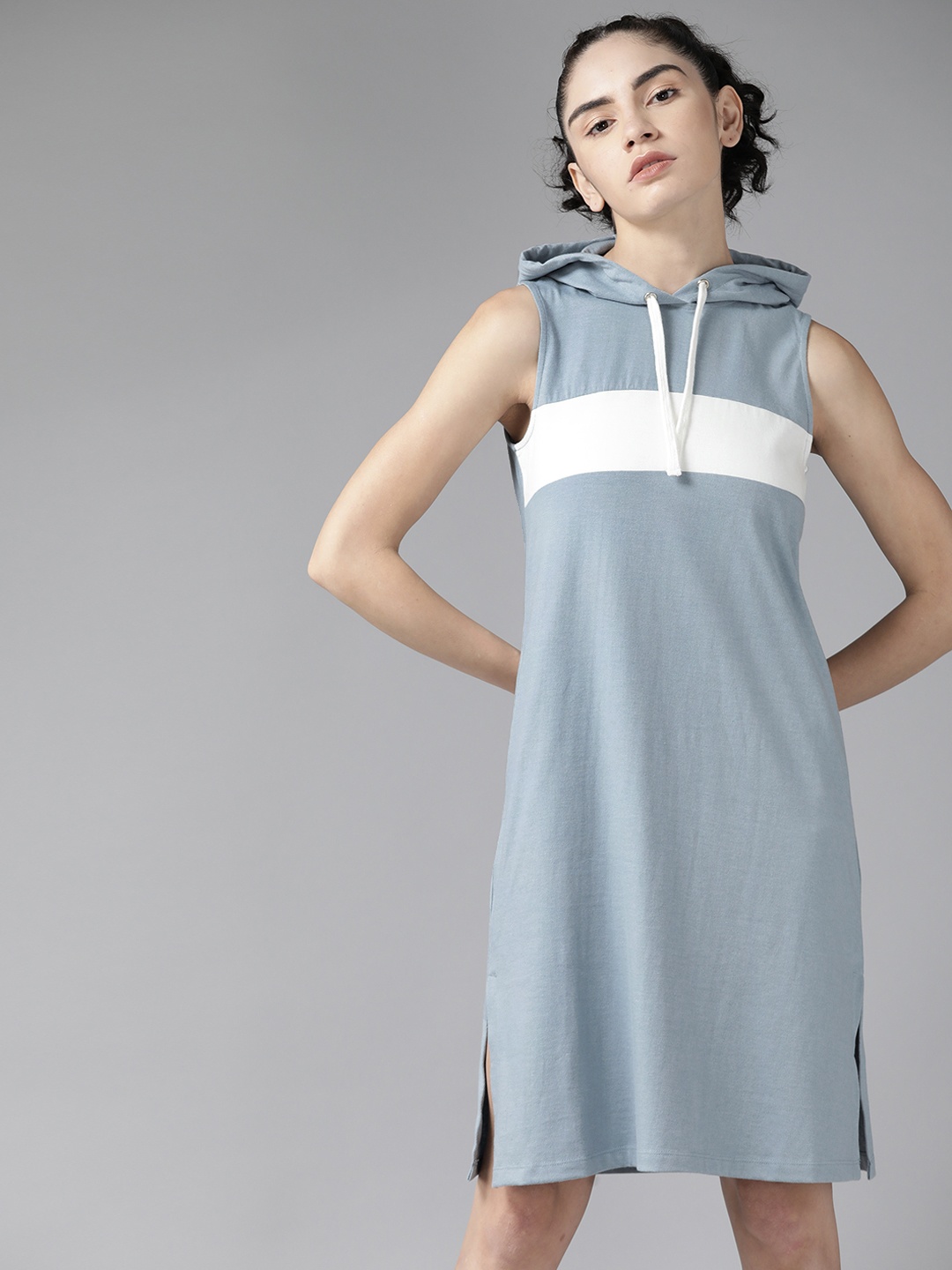 

Roadster Blue & White Striped Hooded T-shirt Dress