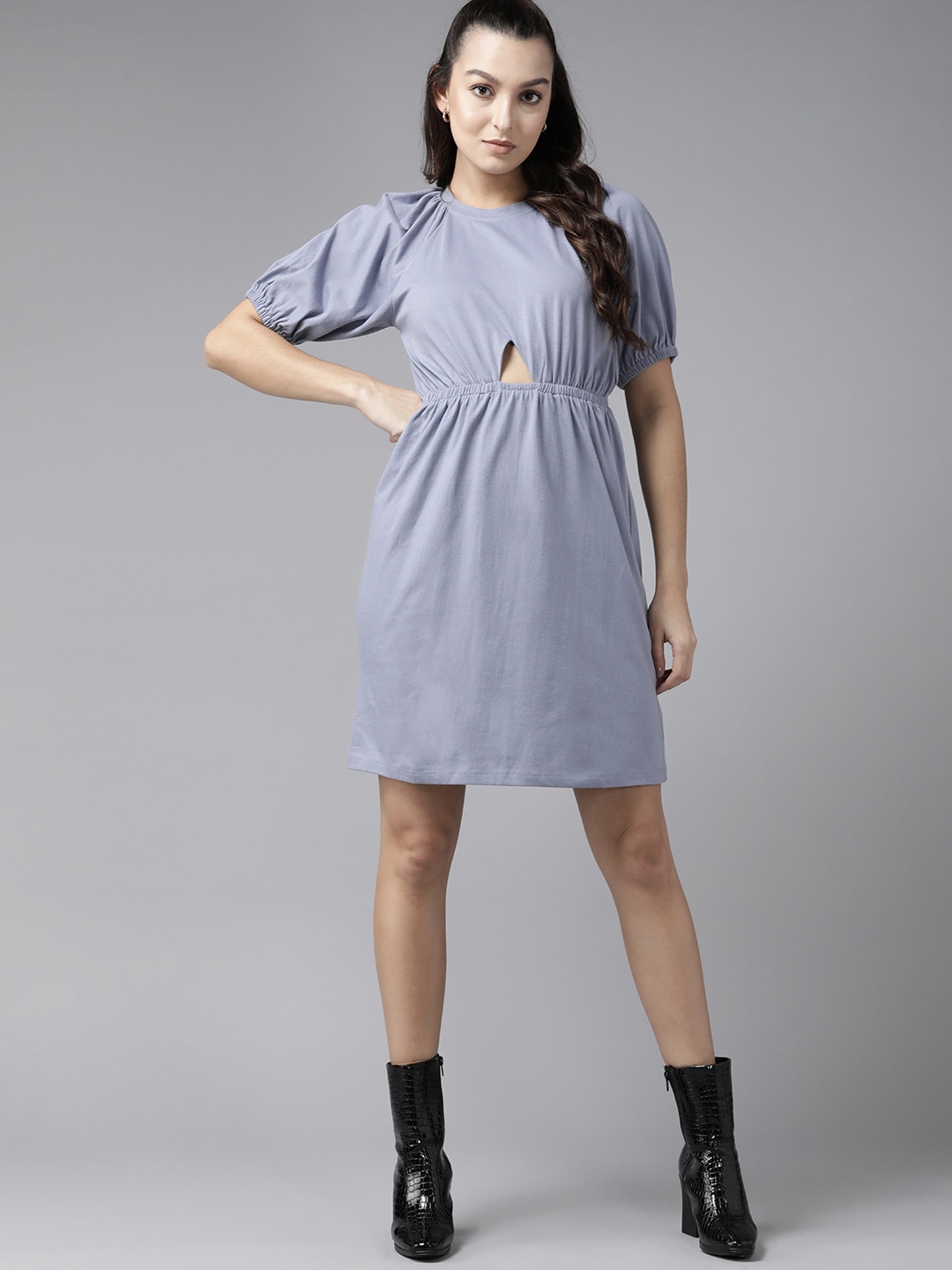 

The Roadster Lifestyle Co. Cutout Detailing A-Line Dress, Blue