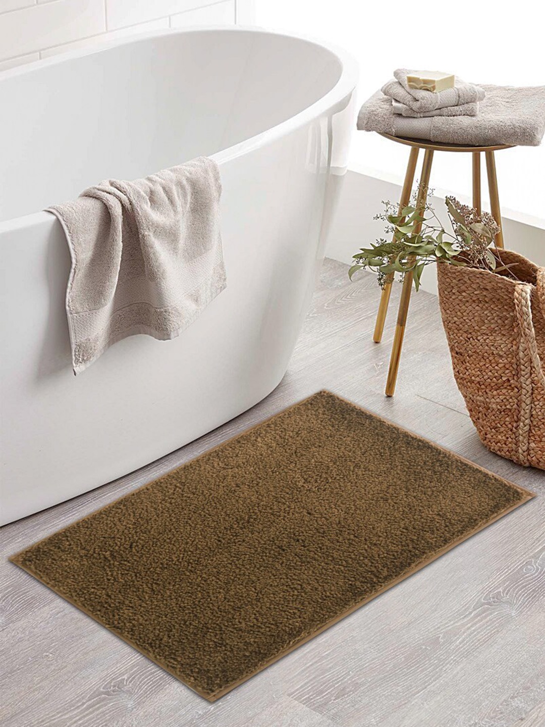 

Shresmo Brown Solid Anti-Skid Bathmat