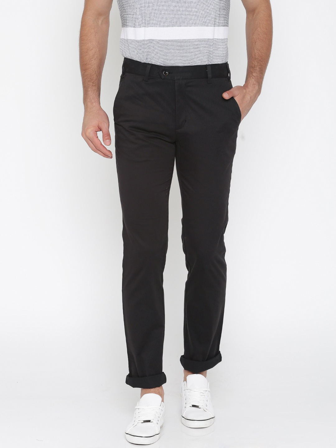 

Park Avenue Men Black Super Slim Fit Solid Regular Trousers