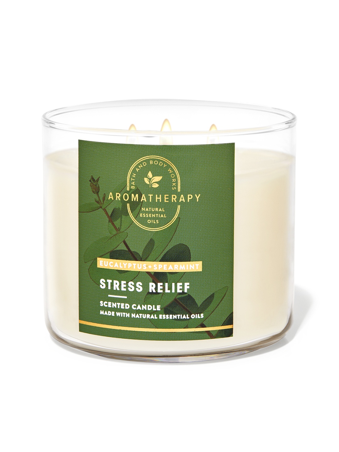 

Bath & Body Works Aromatherapy Stress Relief Eucalyptus Spearmint 3-Wick Scented Candle, Green