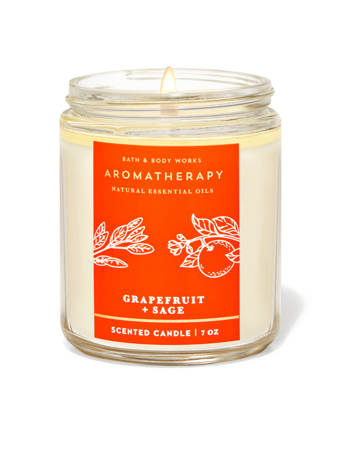 

Bath & Body Works Aromatherapy Grapefruit + Sage Single Wick Scented Candle - 198 g, Red