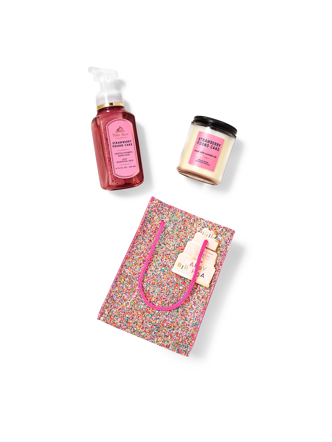 

Bath & Body Works Set of Strawberry Pound Cake Hand Soap 259 ml & Scented Candle 198 g, Pink