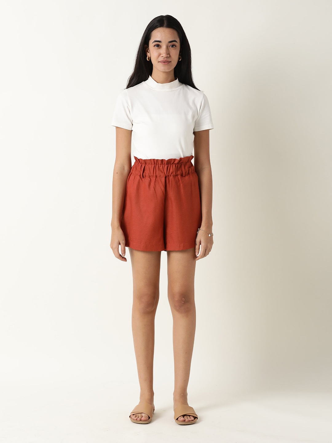 

RAREISM Women Rust Tencel Shorts