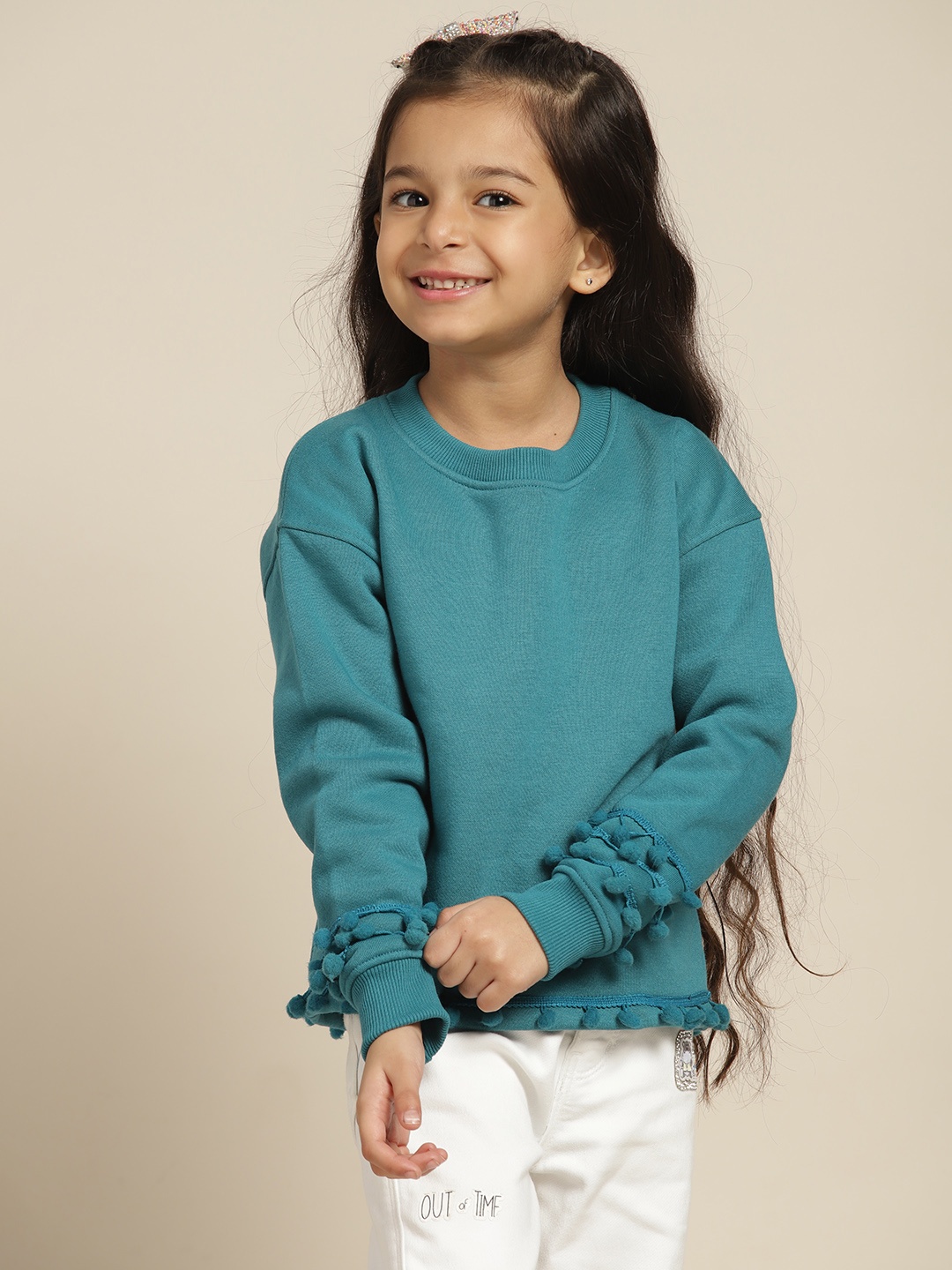 

Sangria Girls Teal Blue Solid Sweatshirt