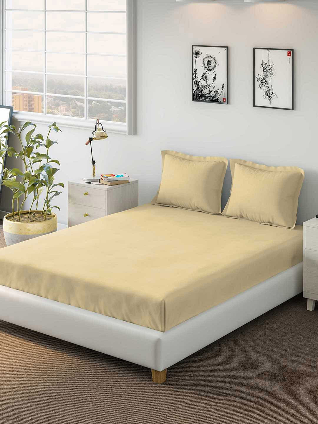 

DDecor Beige Solid 150C Double Bedding Set