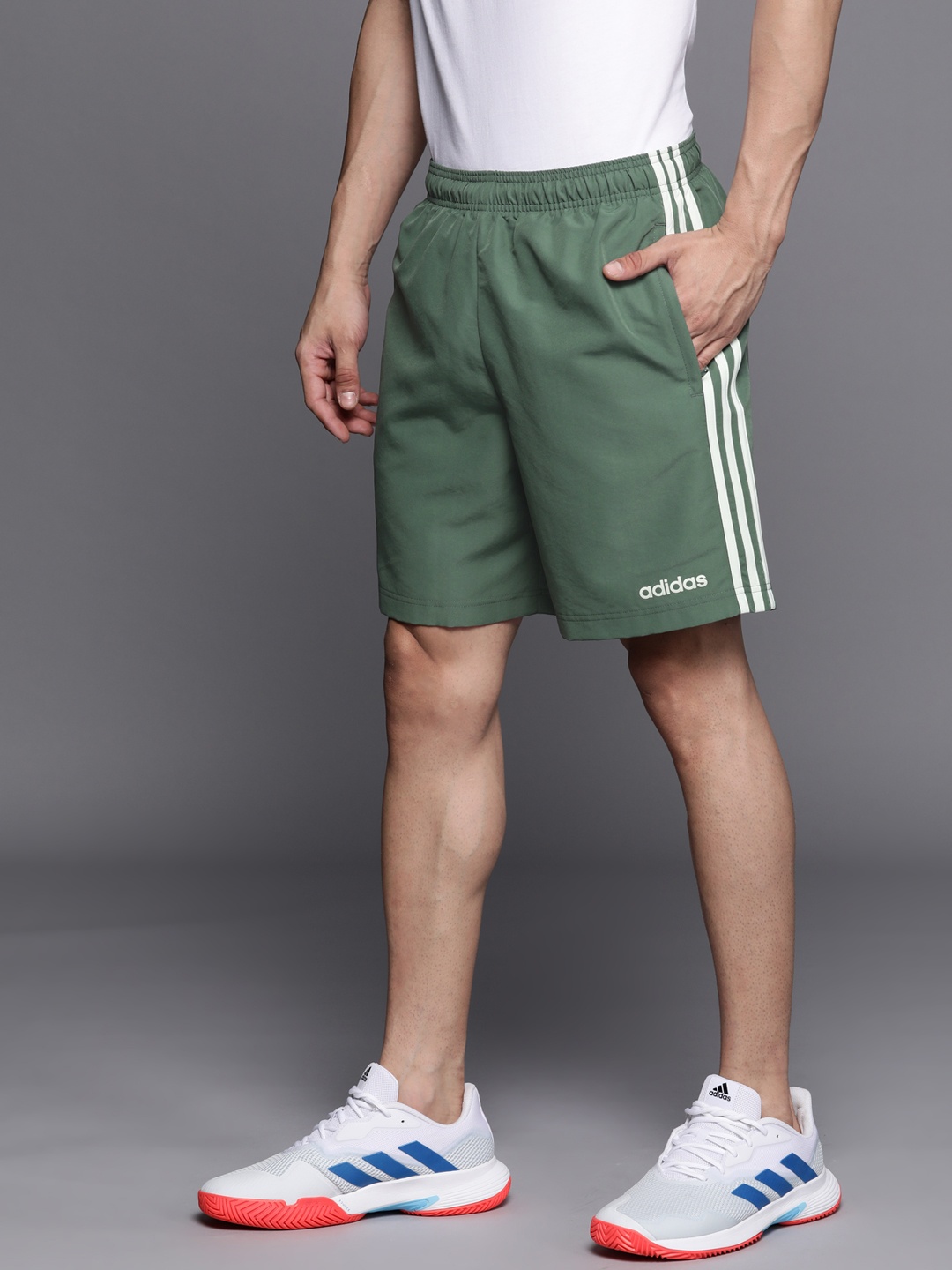 

ADIDAS Men Green 3-Striped Chelsea Sports Shorts