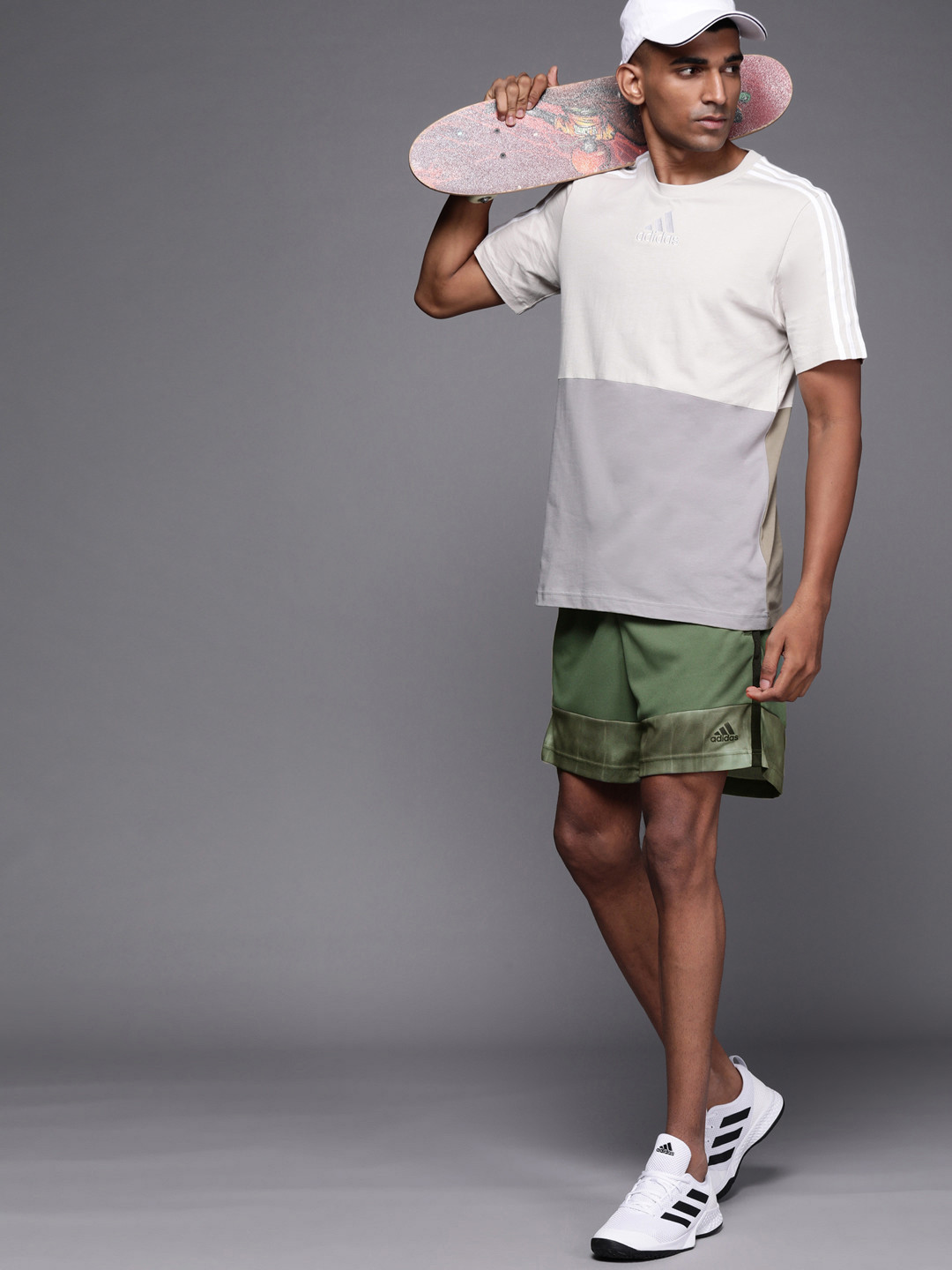 

ADIDAS Men STH AOP Printed Sports Shorts, Olive