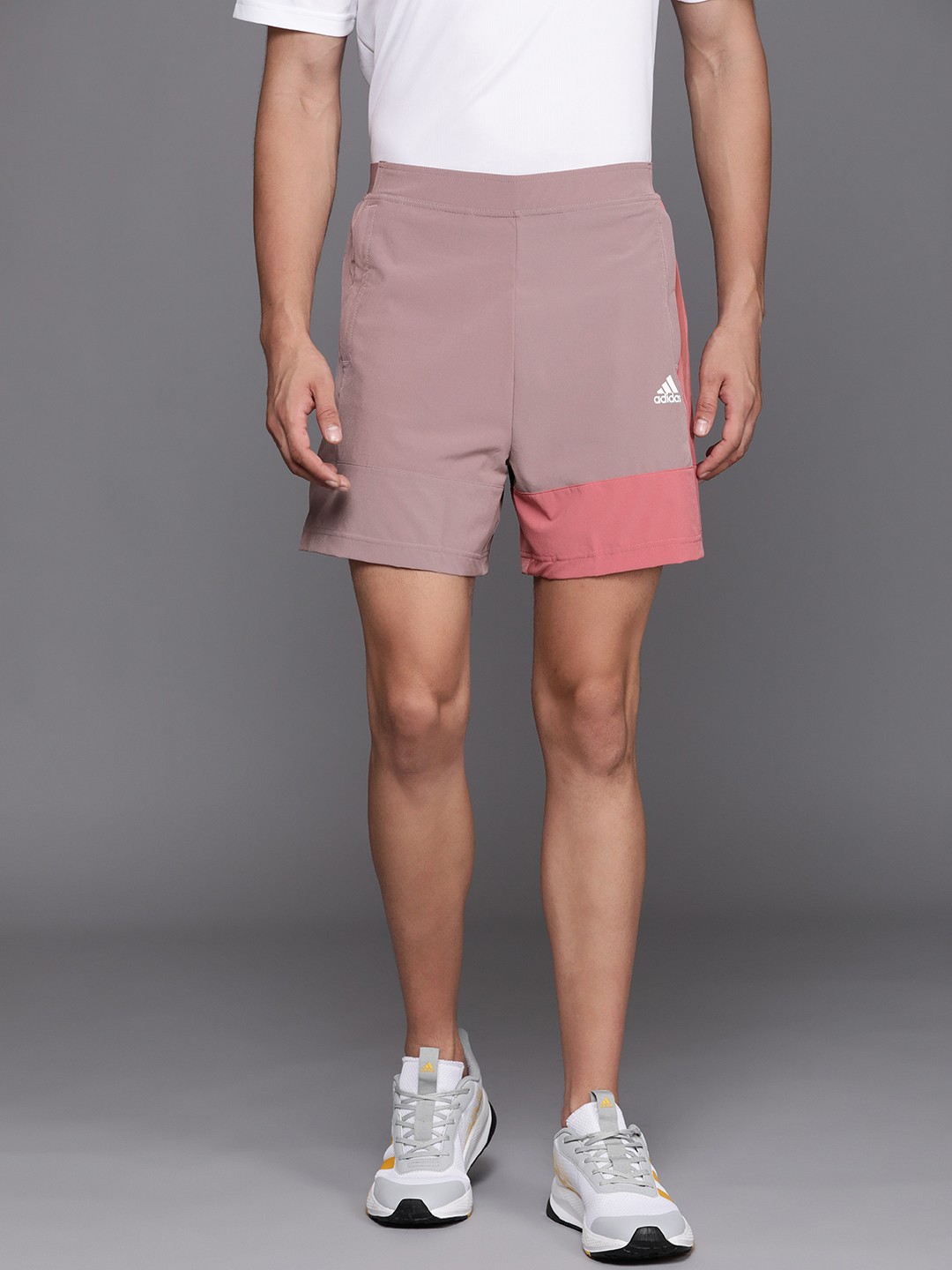 

ADIDAS Men Dusty Rose Colourblock Training Sports Shorts