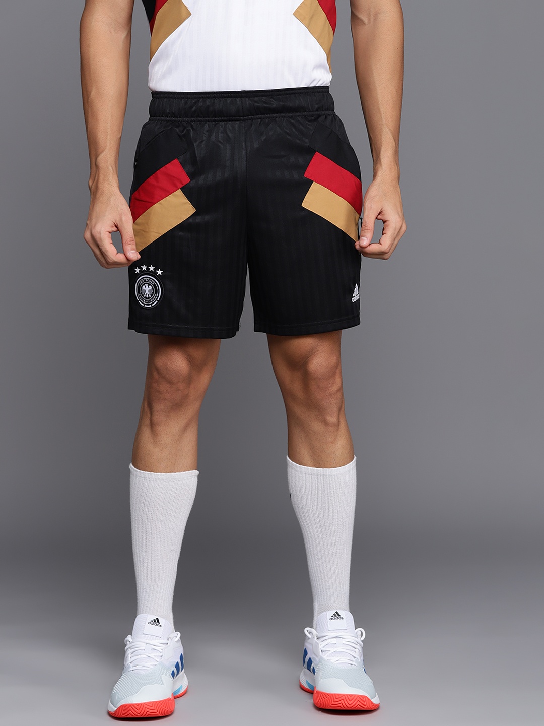 

ADIDAS Men Black DFB Germany Icon Self-Striped Football Shorts