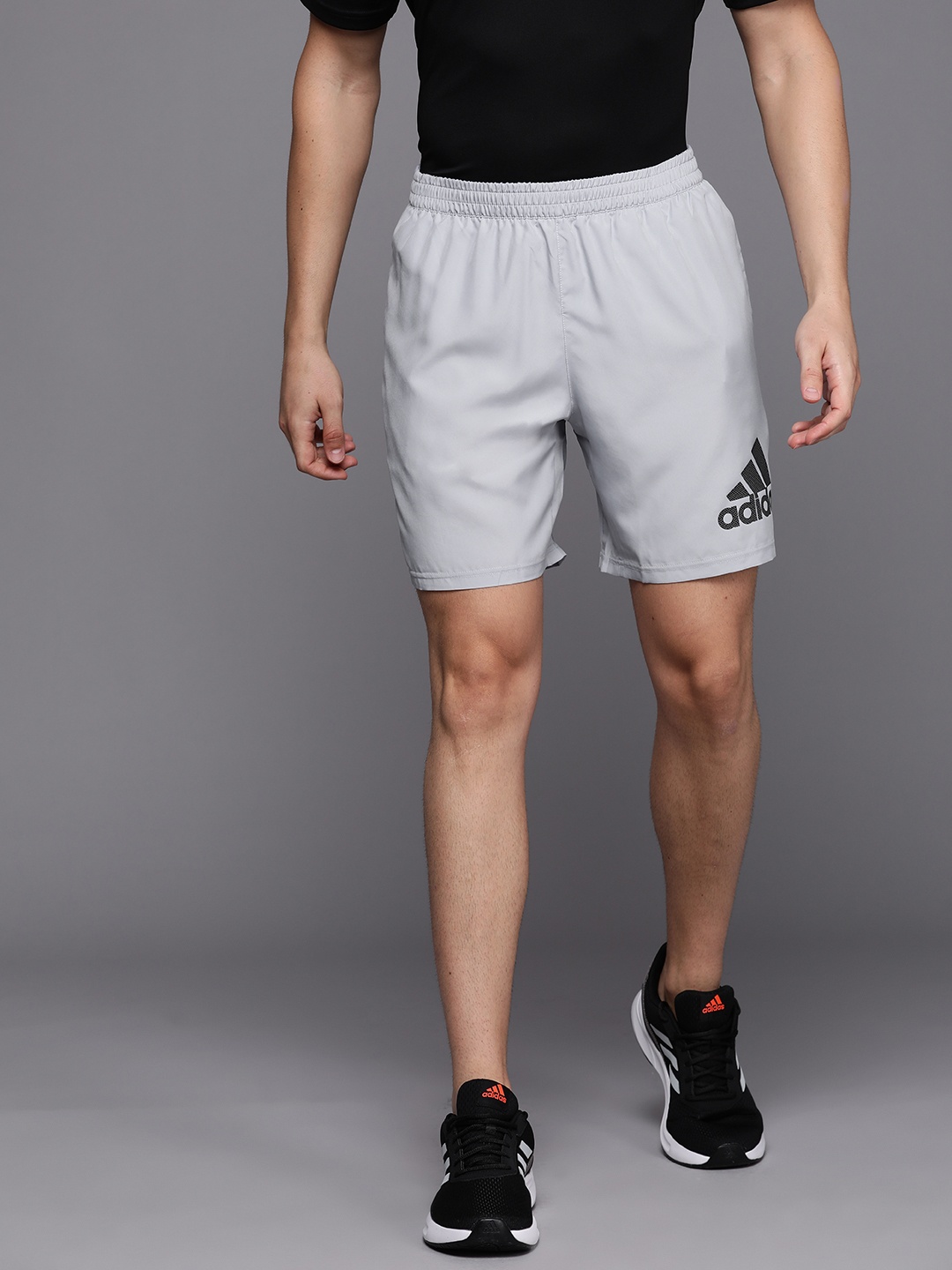 

ADIDAS Men Grey Run It Brand Logo Printed Running Sports Shorts