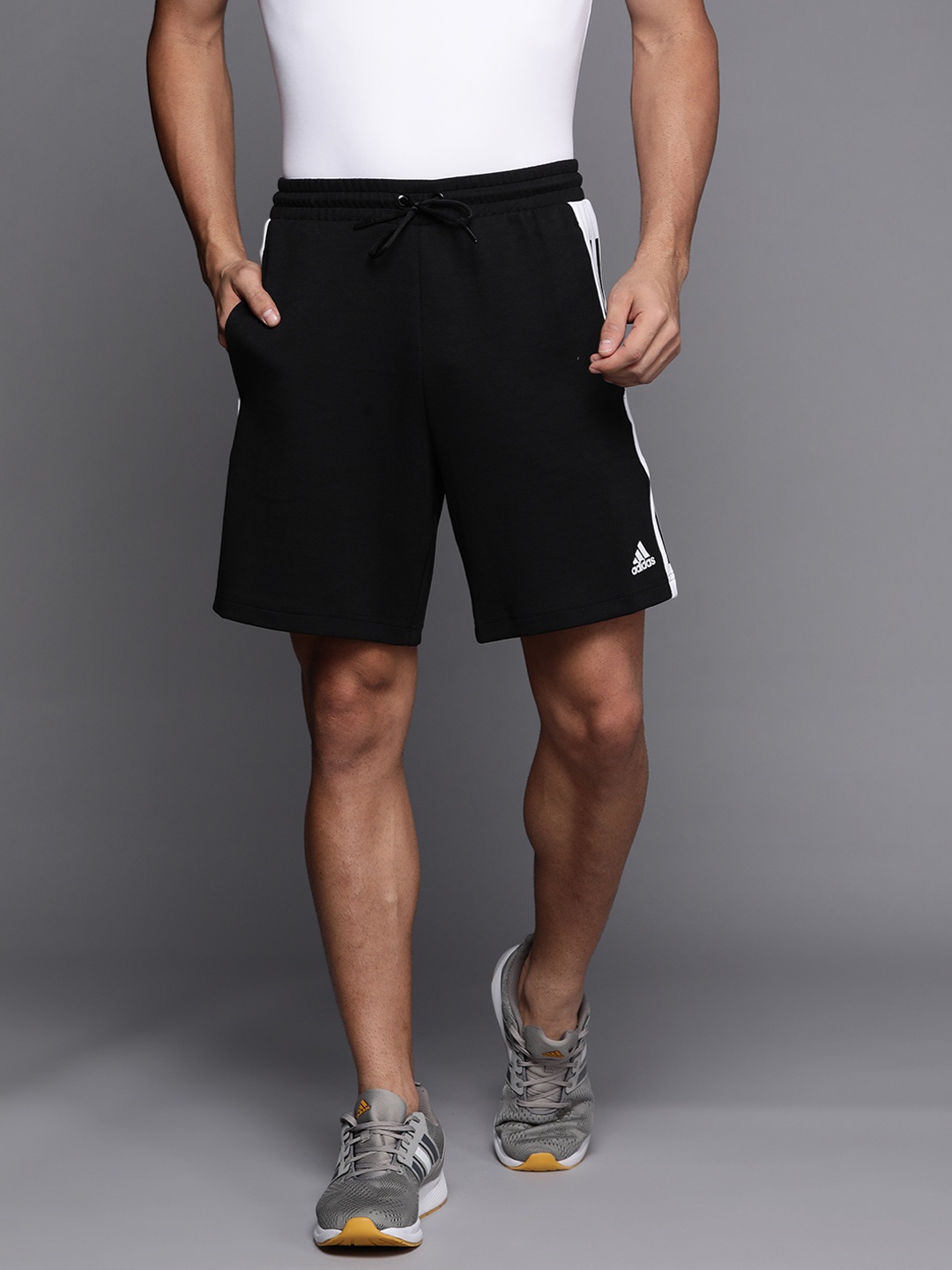 

ADIDAS Men Black Striped Sports Shorts