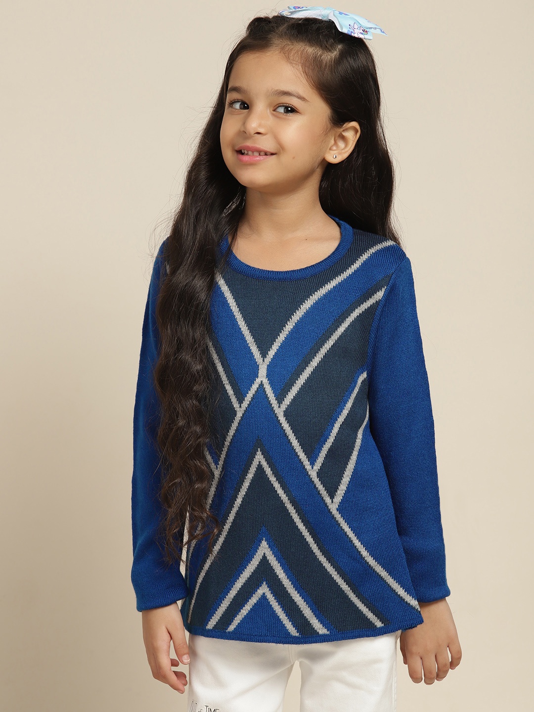 

Sangria Girls Navy Blue & Black Geometric Print Pullover