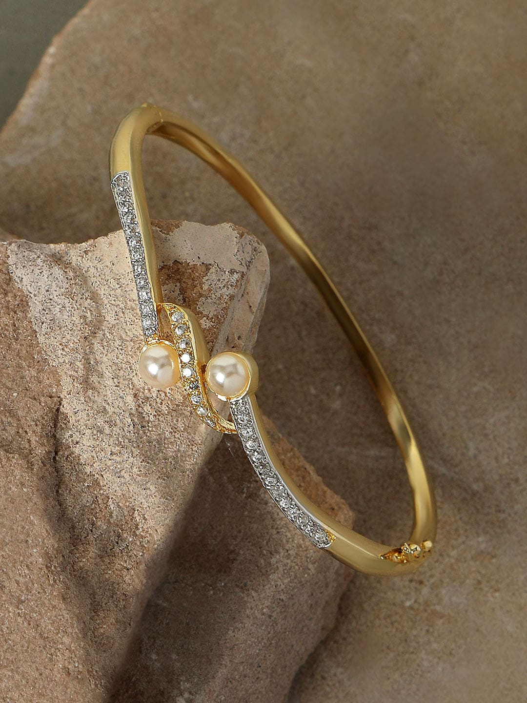 

AccessHer Women Gold-Toned AD Studded Bangle-Style Bracelet