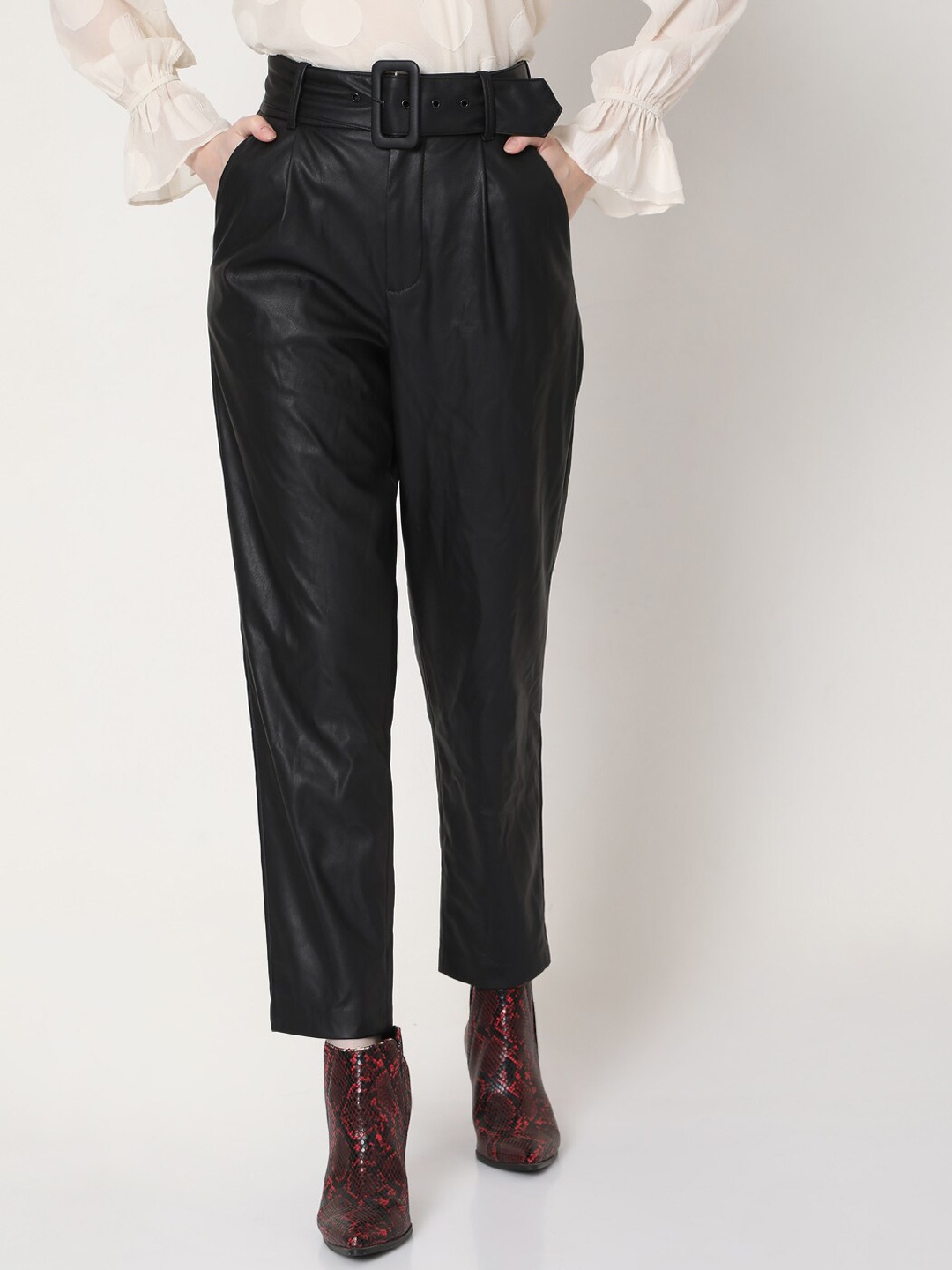 

Vero Moda Women Black High-Rise Trousers
