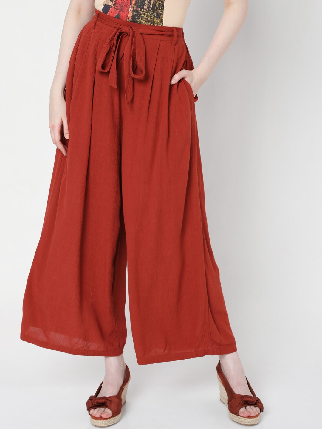 

Vero Moda Women Brown High-Rise Pleated Trousers