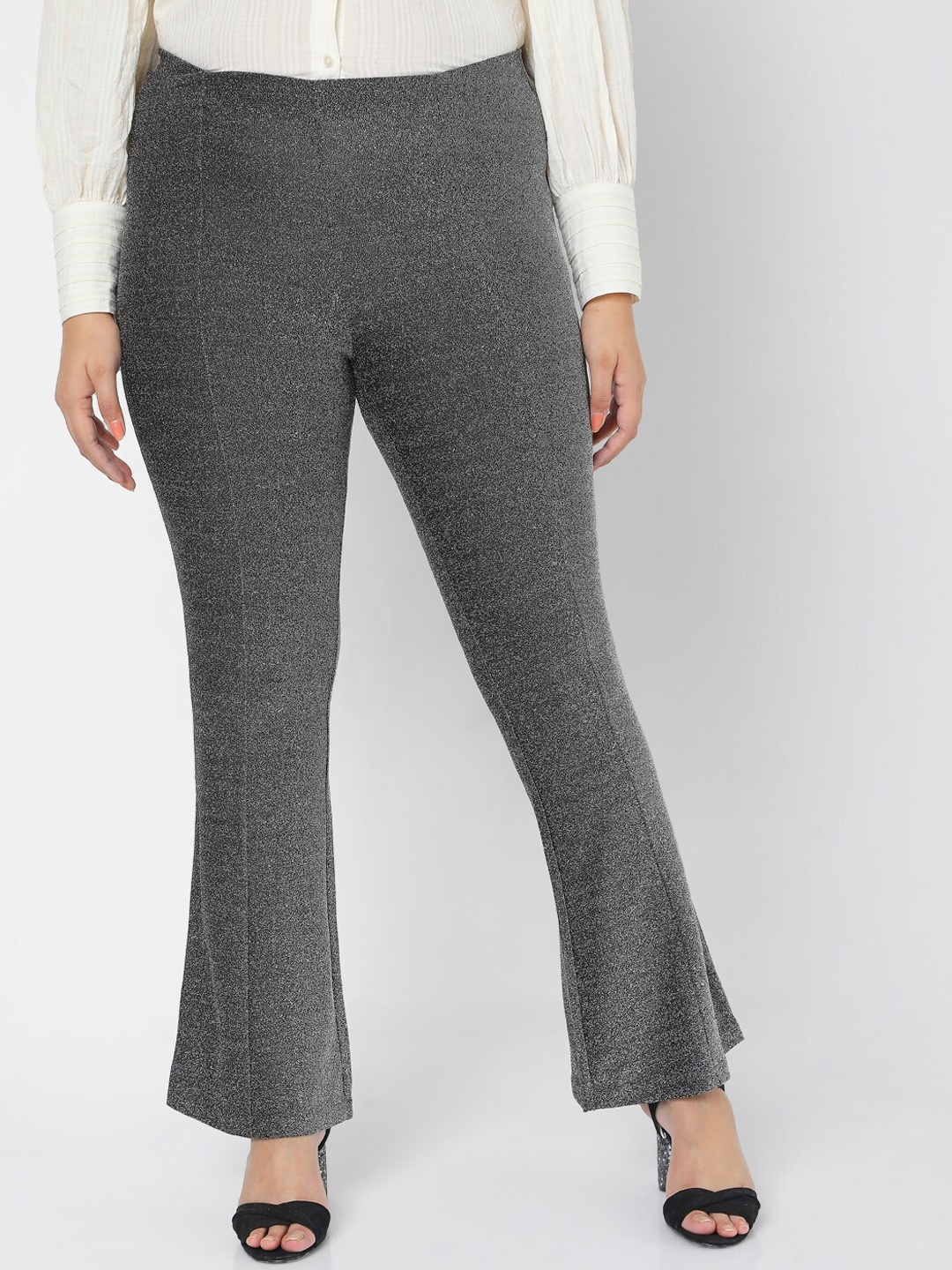 

VERO MODA CURVE Women Grey High-Rise Trousers
