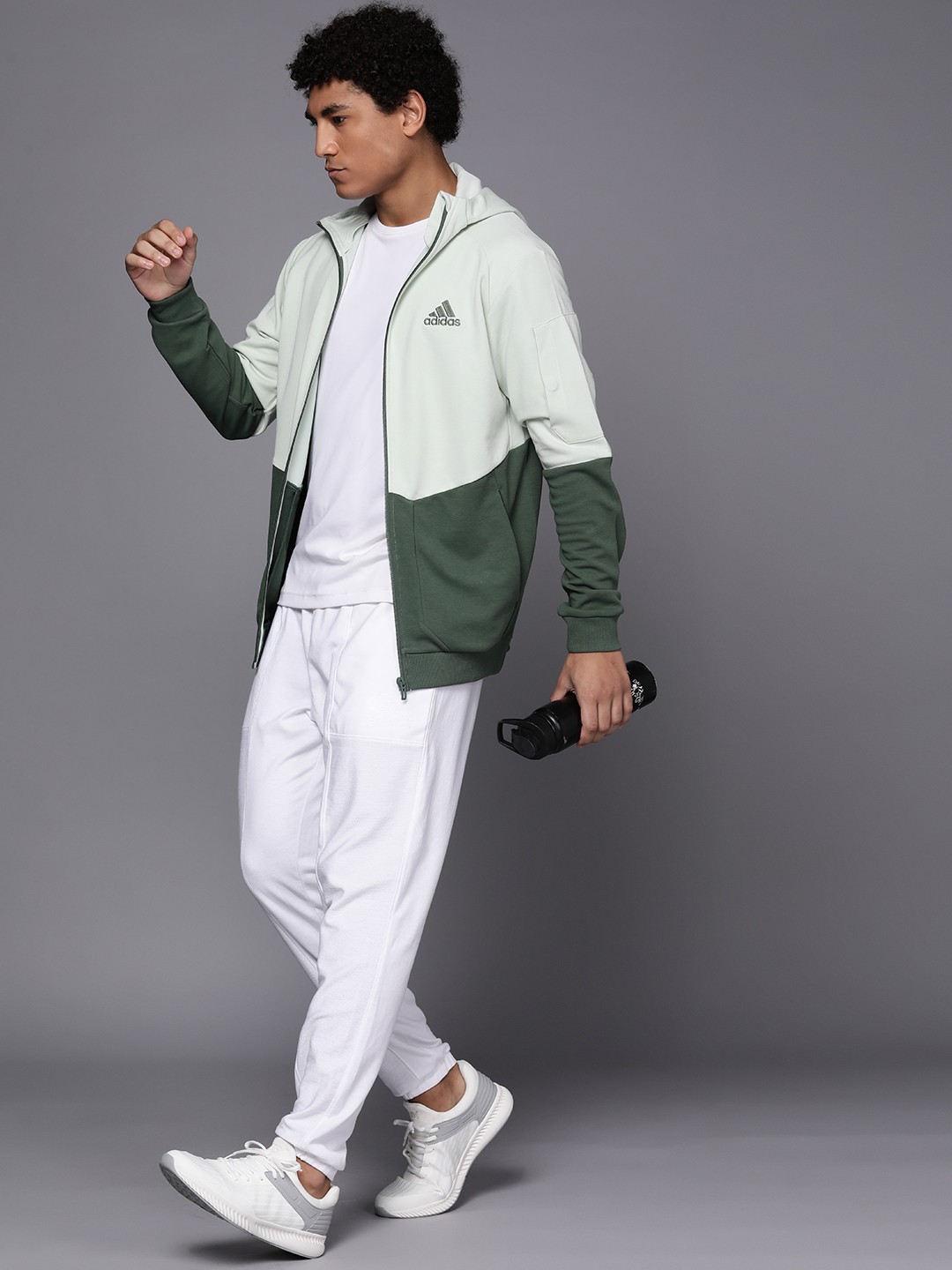 

ADIDAS Men Green Gameday Full-Zip Colourblocked Hooded Jacket