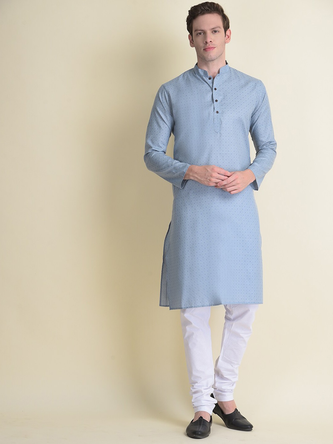 

NAMASKAR Men Grey Printed Pure Cotton Kurta