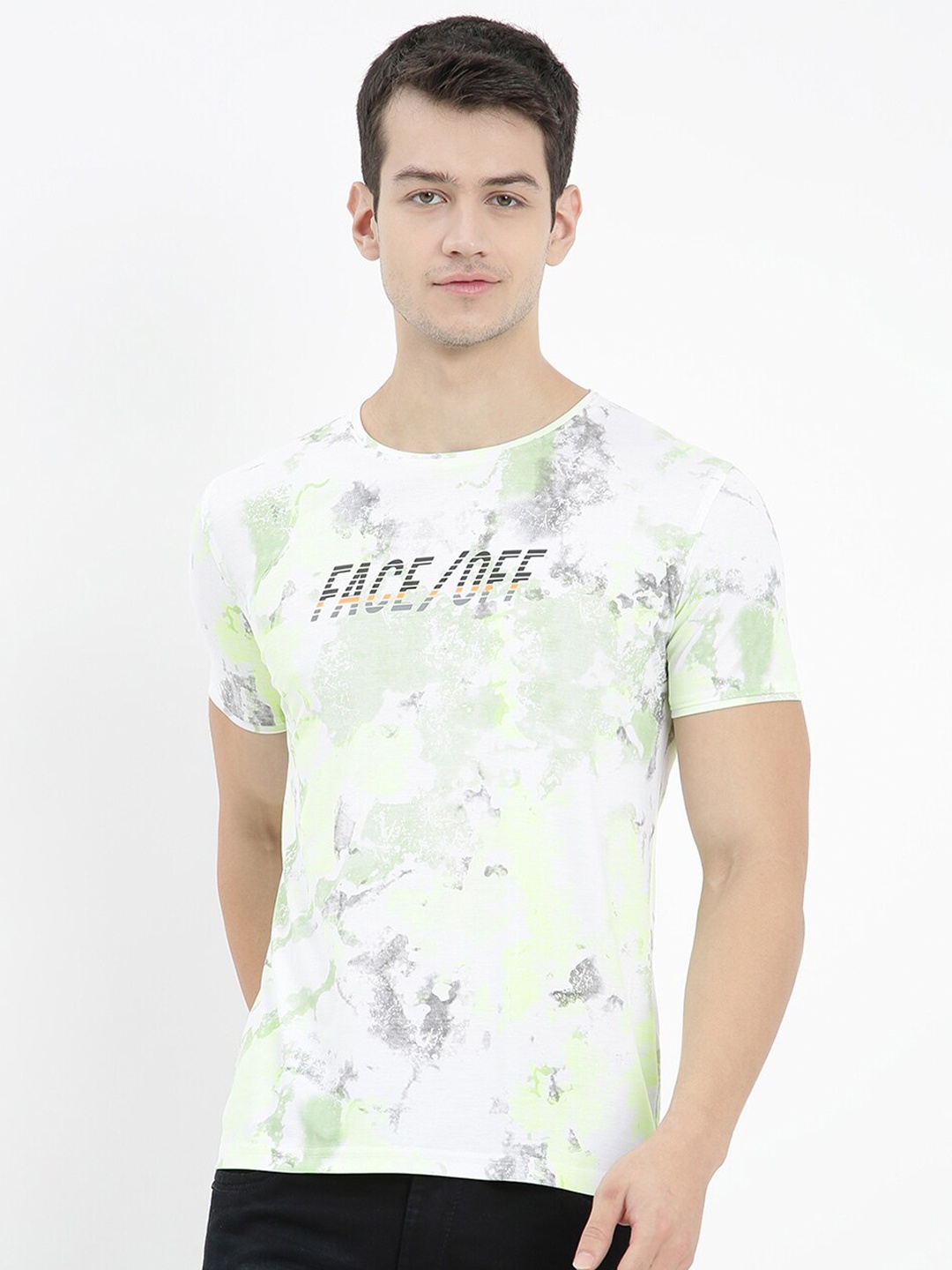 

V2 Value & Variety Men White Typography Printed Raw Edge T-shirt